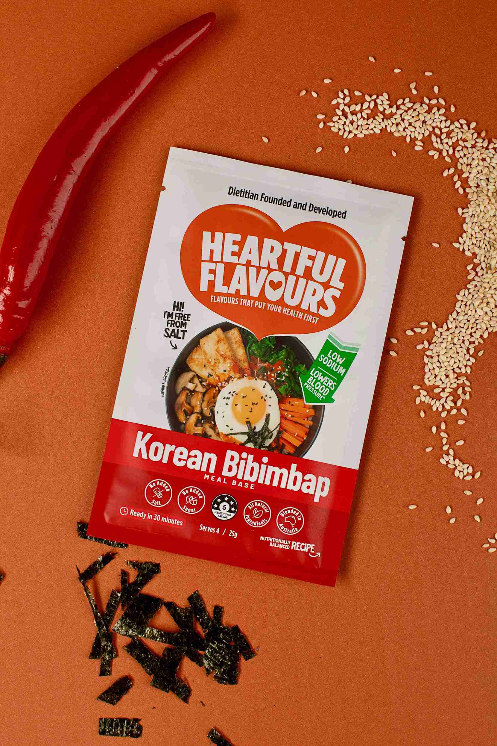 Heartful Flavours Korean Bibimbap Product Photo with bibimbap herbs and spices